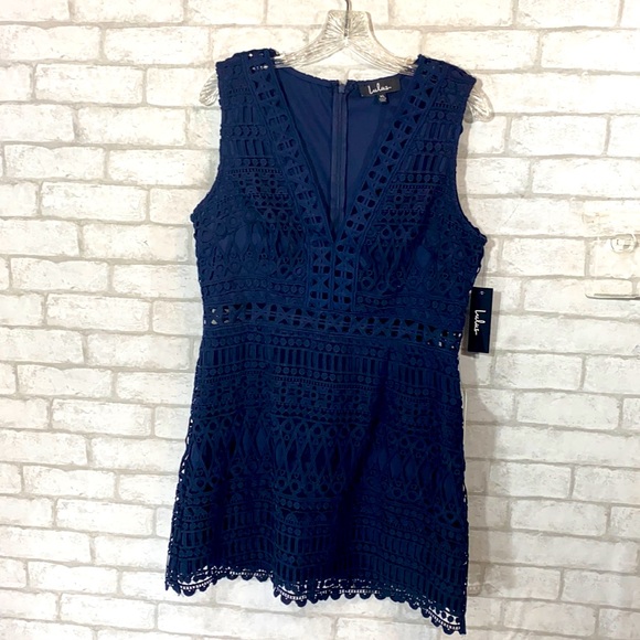 Lulu’s Sleeveless navy lace cut out dress size XL - Picture 2 of 11